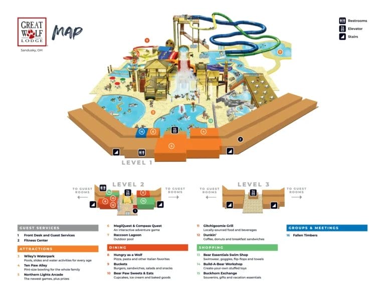 Great Wolf Lodge Water Park – Sandusky Map and Brochure (2021 – 2023)