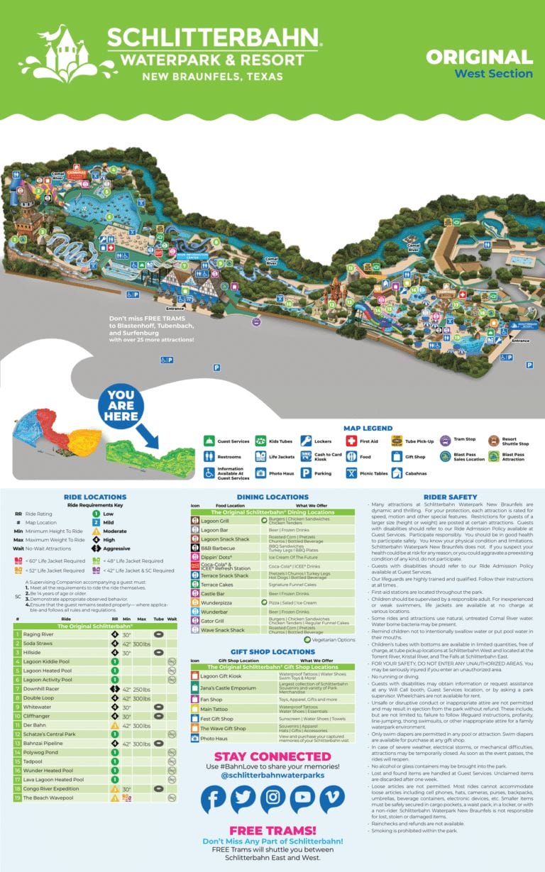 Schlitterbahn Waterpark New Braunfels Map and Brochure (2014 – 2023)