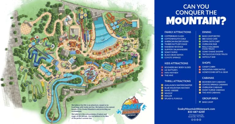 Soaky Mountain Waterpark Map and Brochure (2020 – 2022)