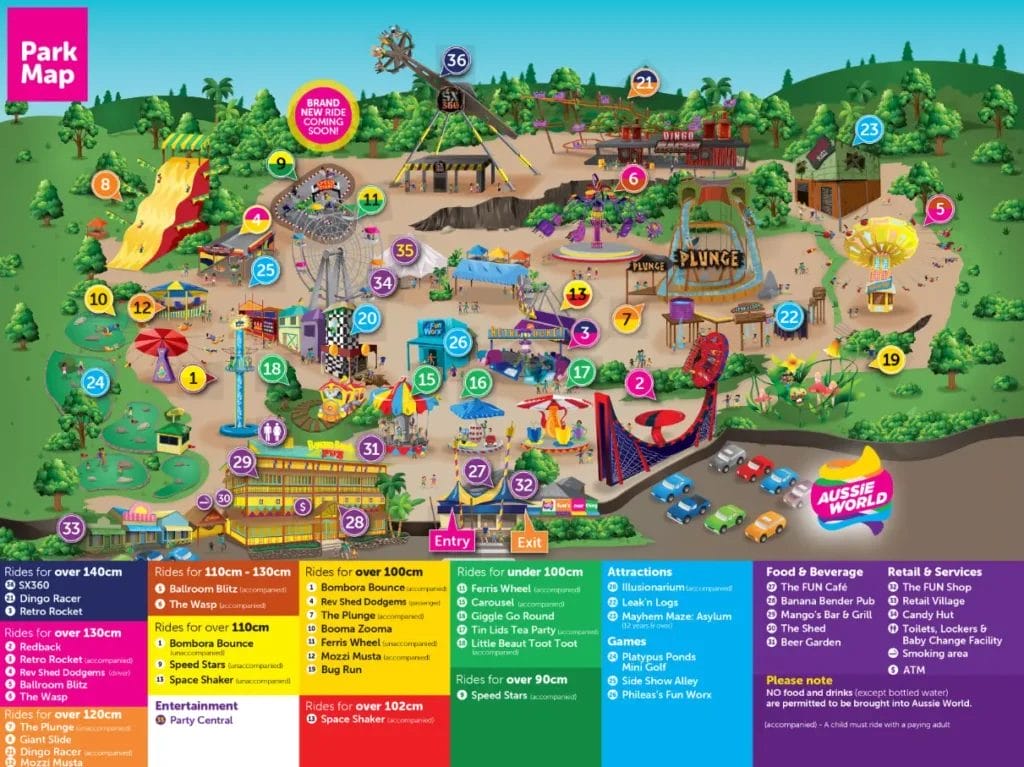 Aussie World Map and Brochure (2019 - 2024) | ThemeParkBrochures.net