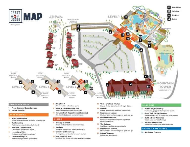 Great Wolf Lodge Water Park | Pocono Mountains Map and Brochure (2022 – 2023)