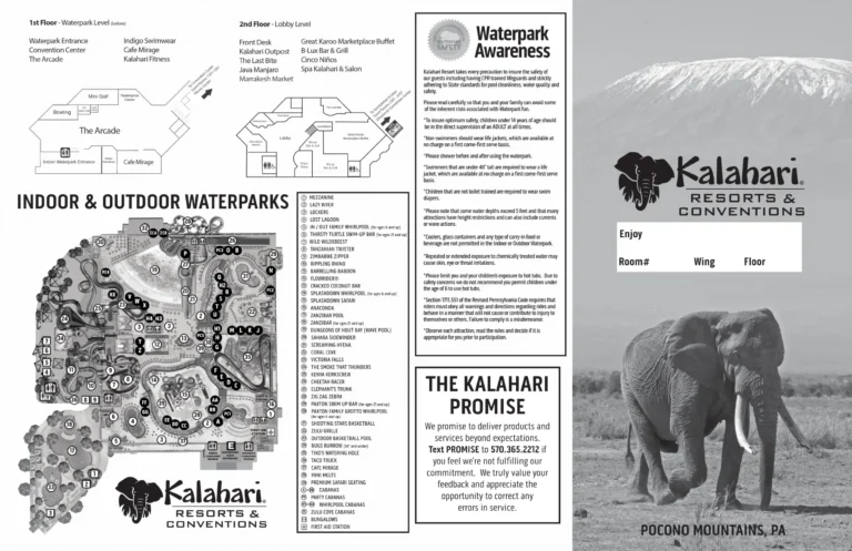 Kalahari Indoor Waterpark Map and Brochure (2021 – 2023)