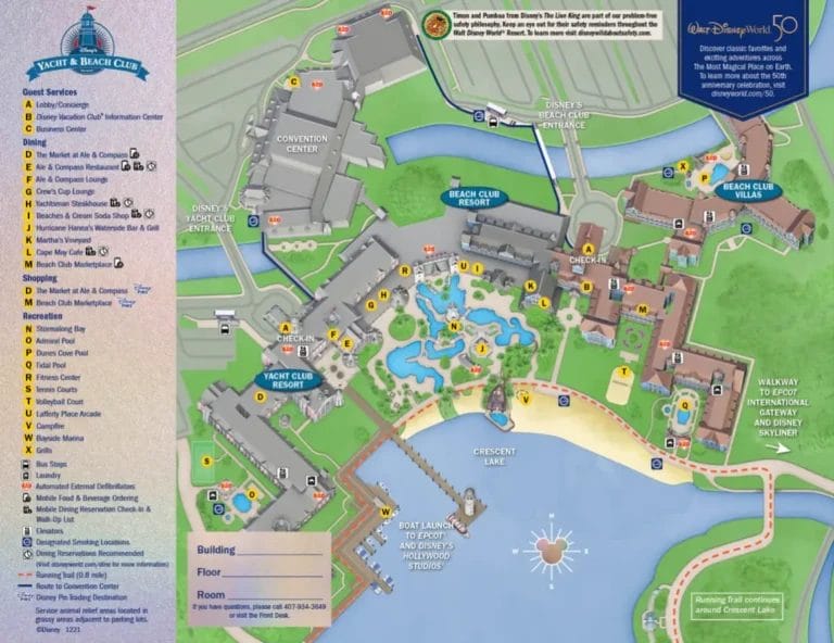 Disney Yacht Club Resort Map and Brochure (2013 – 2021)