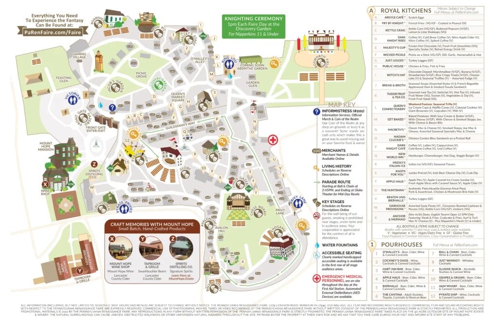 Pennsylvania Renaissance Faire Map and Brochure (2022 2023