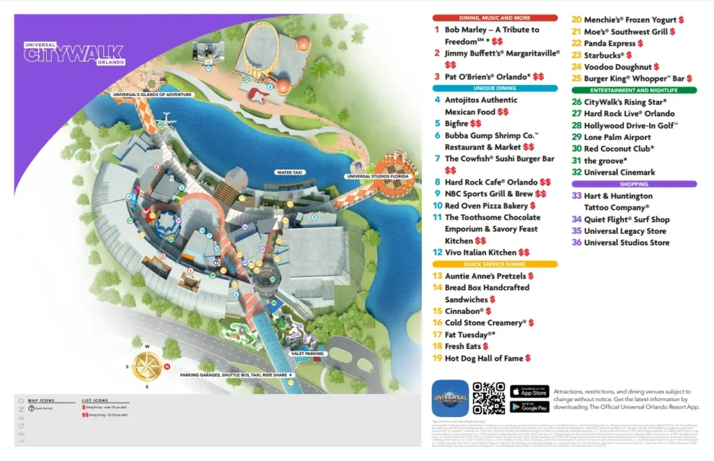 Universal CityWalk Orlando Map 2021