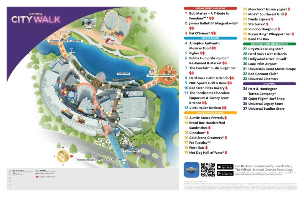 Universal CityWalk Orlando Map 2023