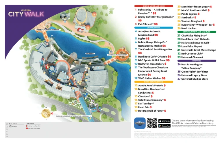 Universal CityWalk Orlando Map and Brochure (2017 – 2023)