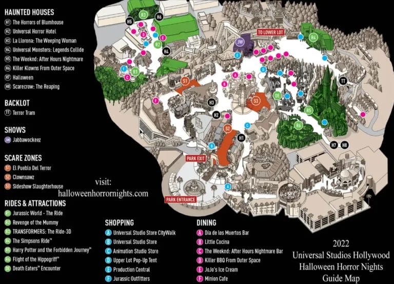 Universal Studios Halloween Horror Nights Map and Brochure (2021 – 2023)